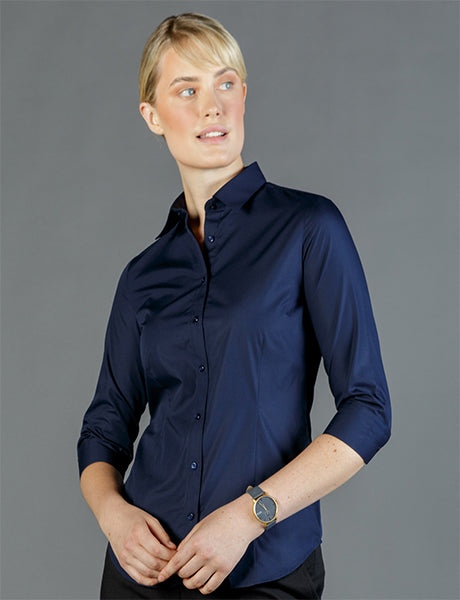 Gloweave Womens Premium Poplin 3/4 Sleeve Shirt (1520WZ)