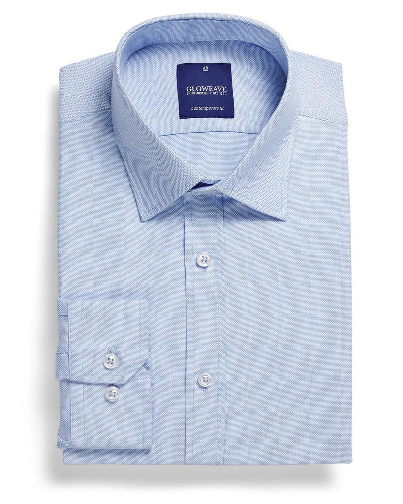 Gloweave-Gloweave Men's  Micro Step Textured Plain L/s Shirt-Sky / 37-Corporate Apparel Online - 2