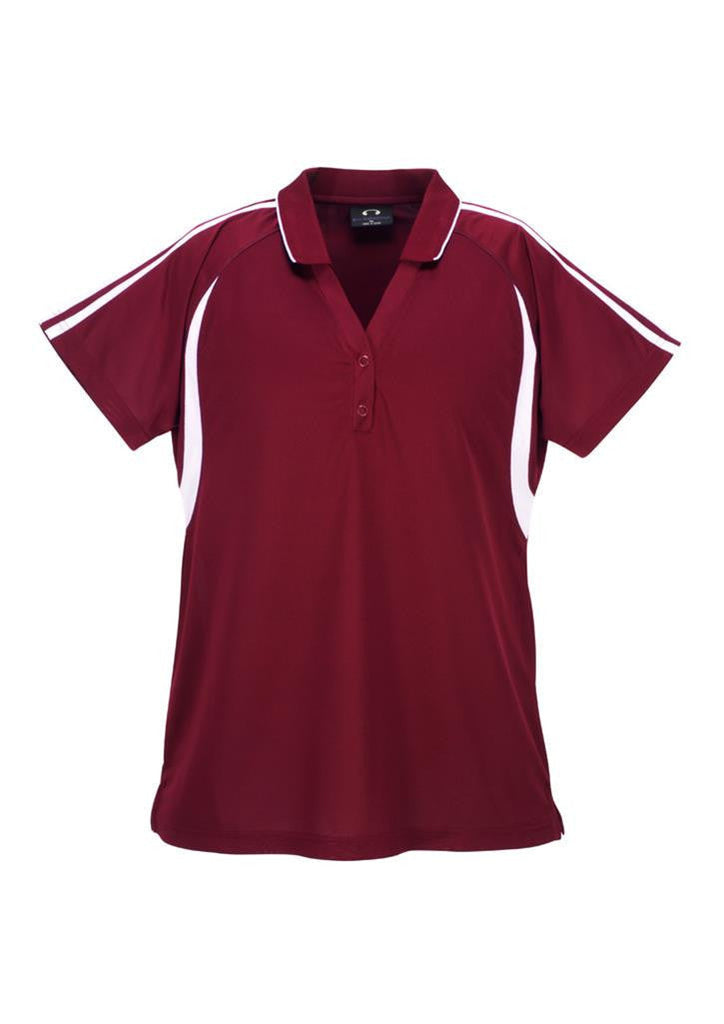 Biz Collection-Biz Collection Ladies Flash Polo 1st ( 11 Colour )-Maroon / White / 8-Uniform Wholesalers - 9