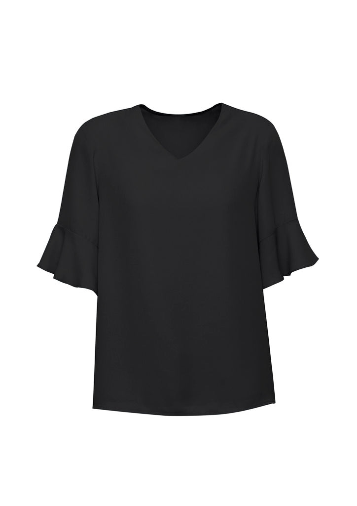 Biz Corporate Womens Aria Fluted Sleeve Blouse (RB966LS)