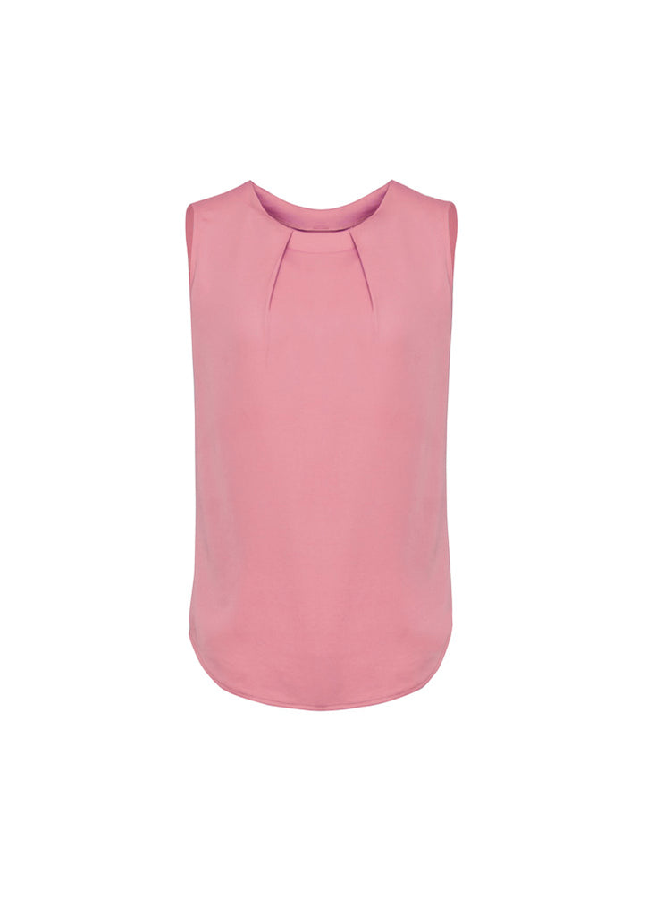 Biz Corporate Womens Estelle Sleeveless Pleat Detail Blouse(RB973LN)