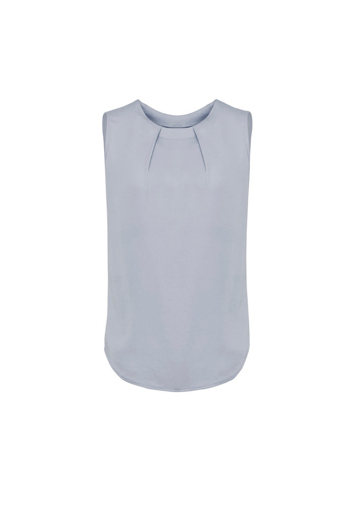 Biz Corporate Womens Estelle Sleeveless Pleat Detail Blouse(RB973LN)