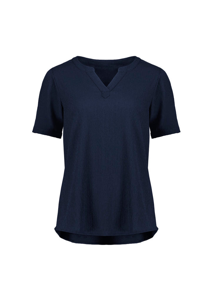 Biz Corporate Womens Ruché Short Sleeve Blouse (RU568LS)