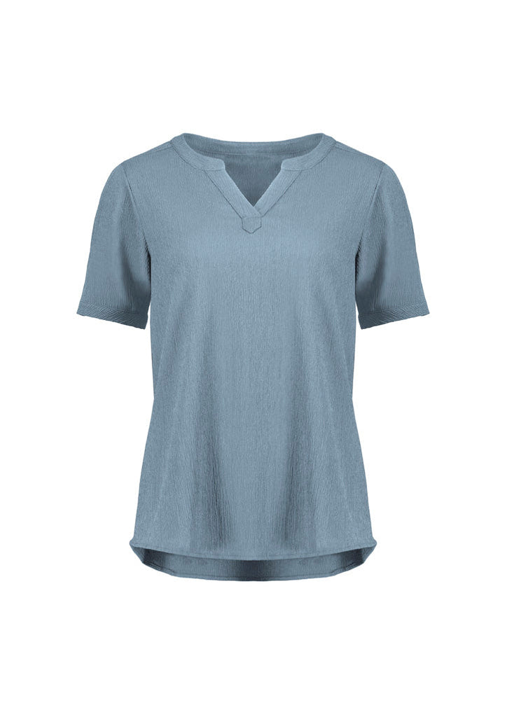 Biz Corporate Womens Ruché Short Sleeve Blouse (RU568LS)