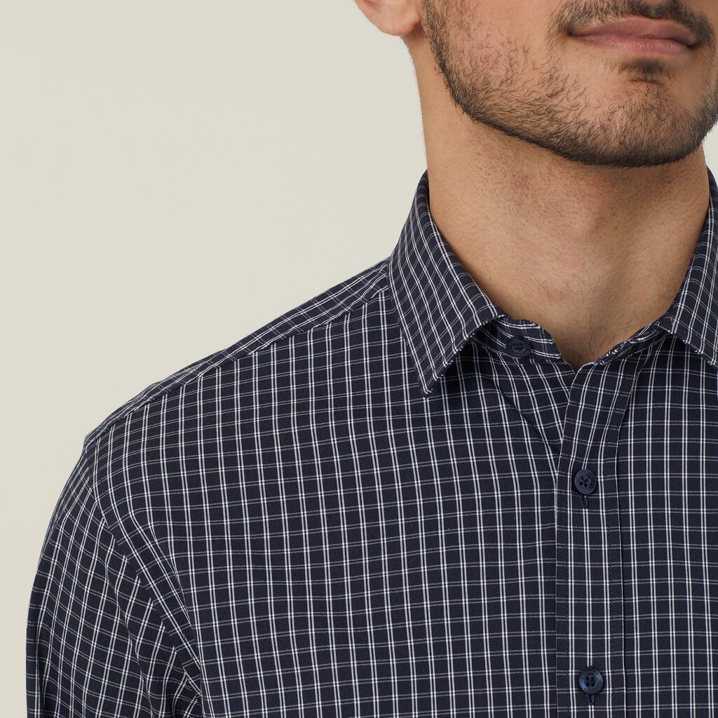 NNT Uniforms Avignon Window Check Stretch Long Sleeve Shirt (CATJDE)