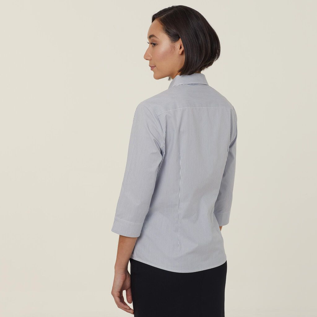 NNT Uniforms Avignon Fine Block Stripe Stretch 3/4 Sleeve Shirt (CATUKV)