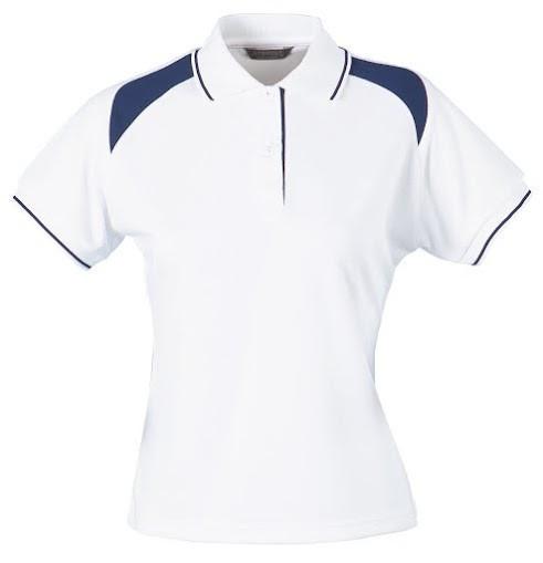 Stencil-Stencil Ladies' Club Cool Dry Polo-White/Navy / 8-Uniform Wholesalers - 2