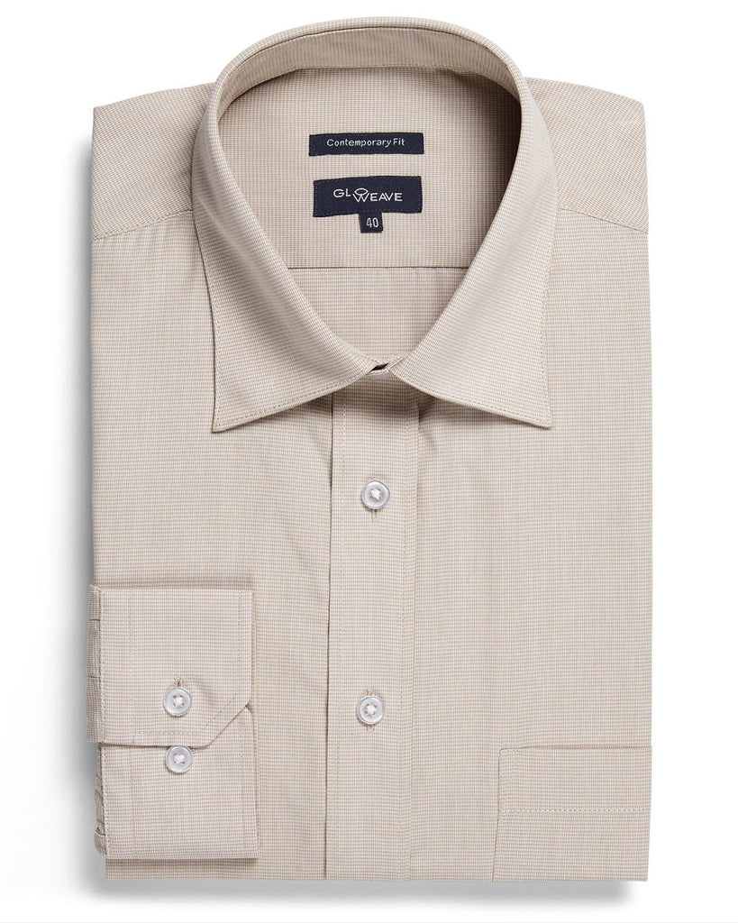 Gloweave-Gloweave Men's Puppy Tooth Check L/S Shirt-Taupe / 37-Corporate Apparel Online - 2