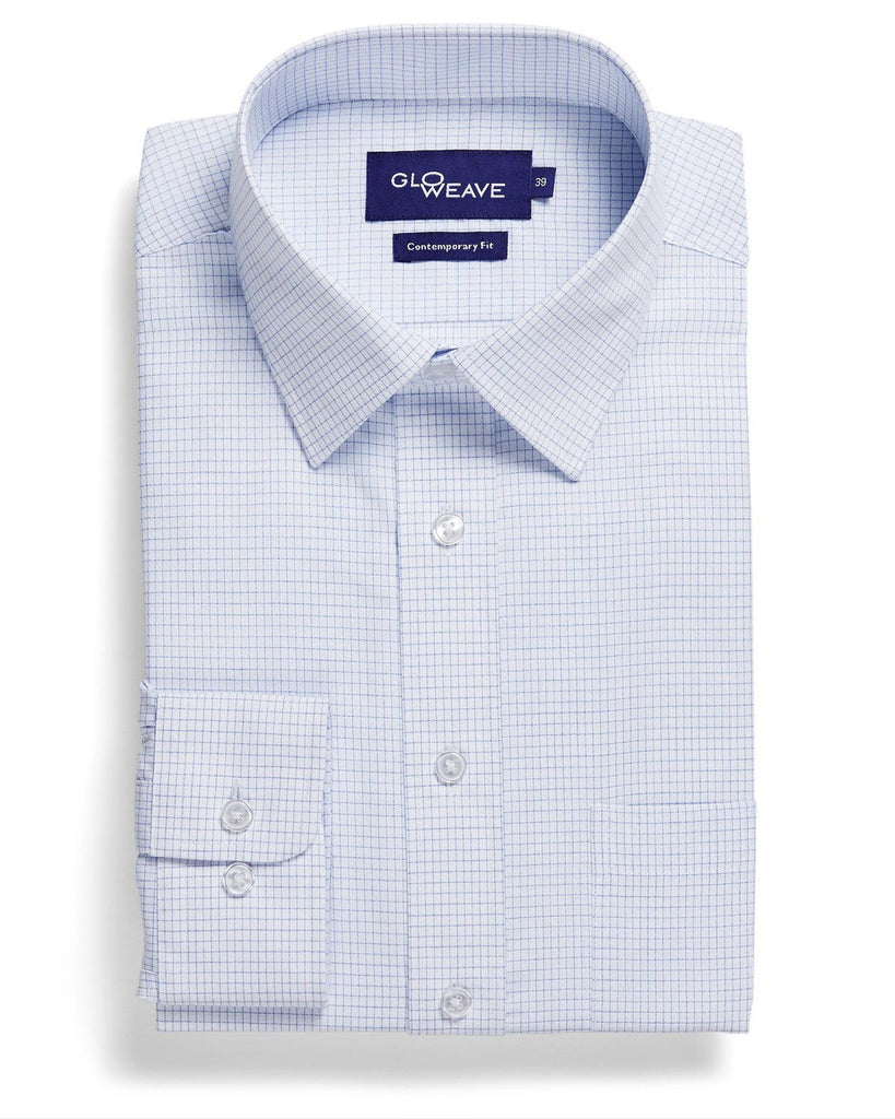 Gloweave-Gloweave Mens Textured Yarn Dyed Check L/s Shirt-White / 37-Corporate Apparel Online - 3