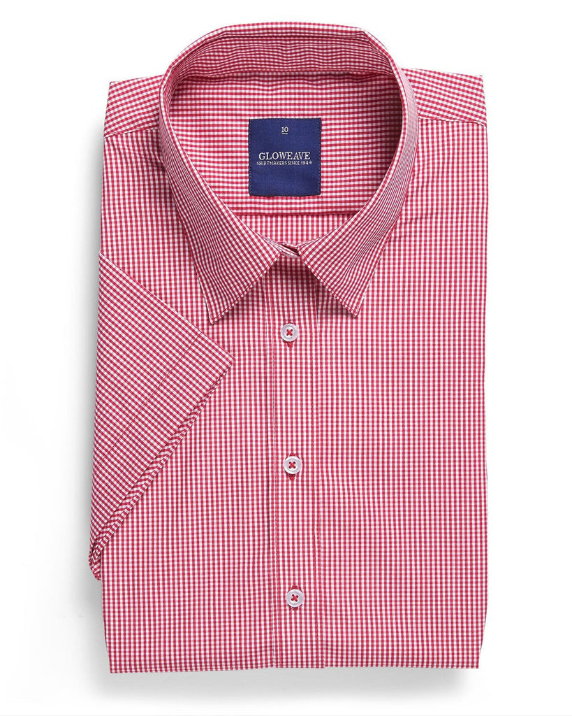 Gloweave-Gloweave Ladies Gingham Check S/S Shirt-Crimson / 6-Corporate Apparel Online - 4