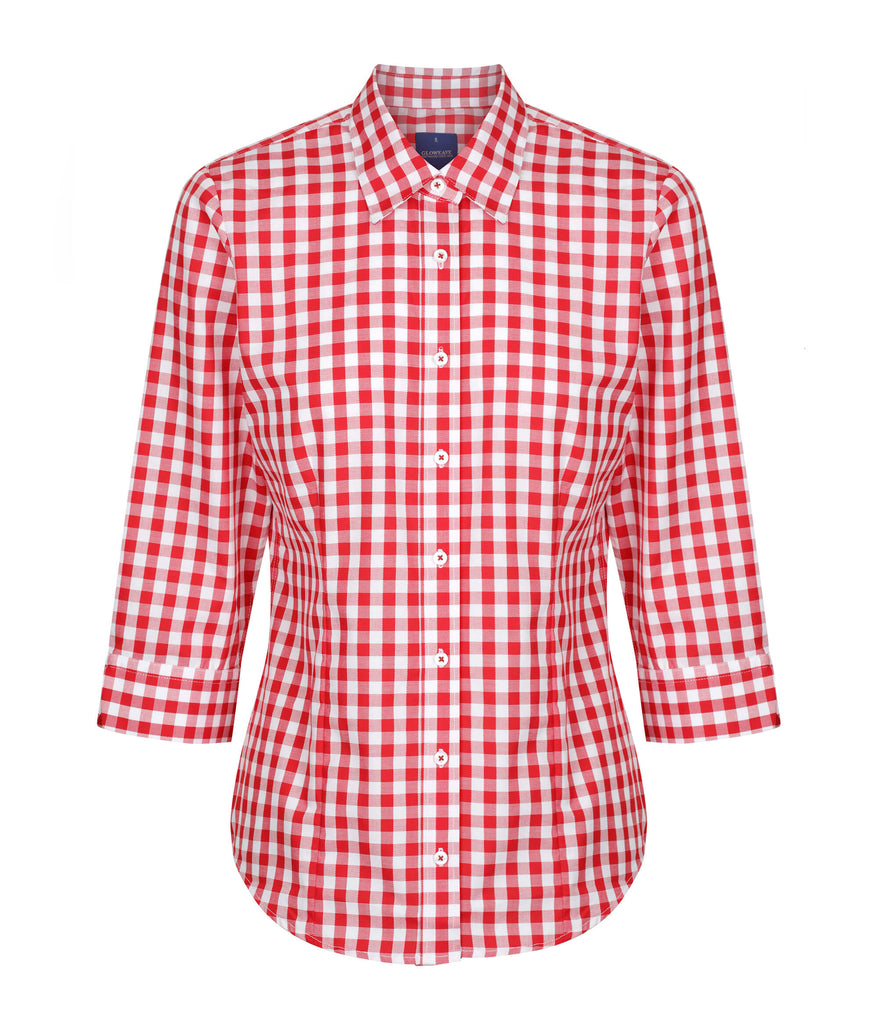 Gloweave Ladies  Royal Oxford Gingham 3/4 Sleeve Shirt (1710WL)