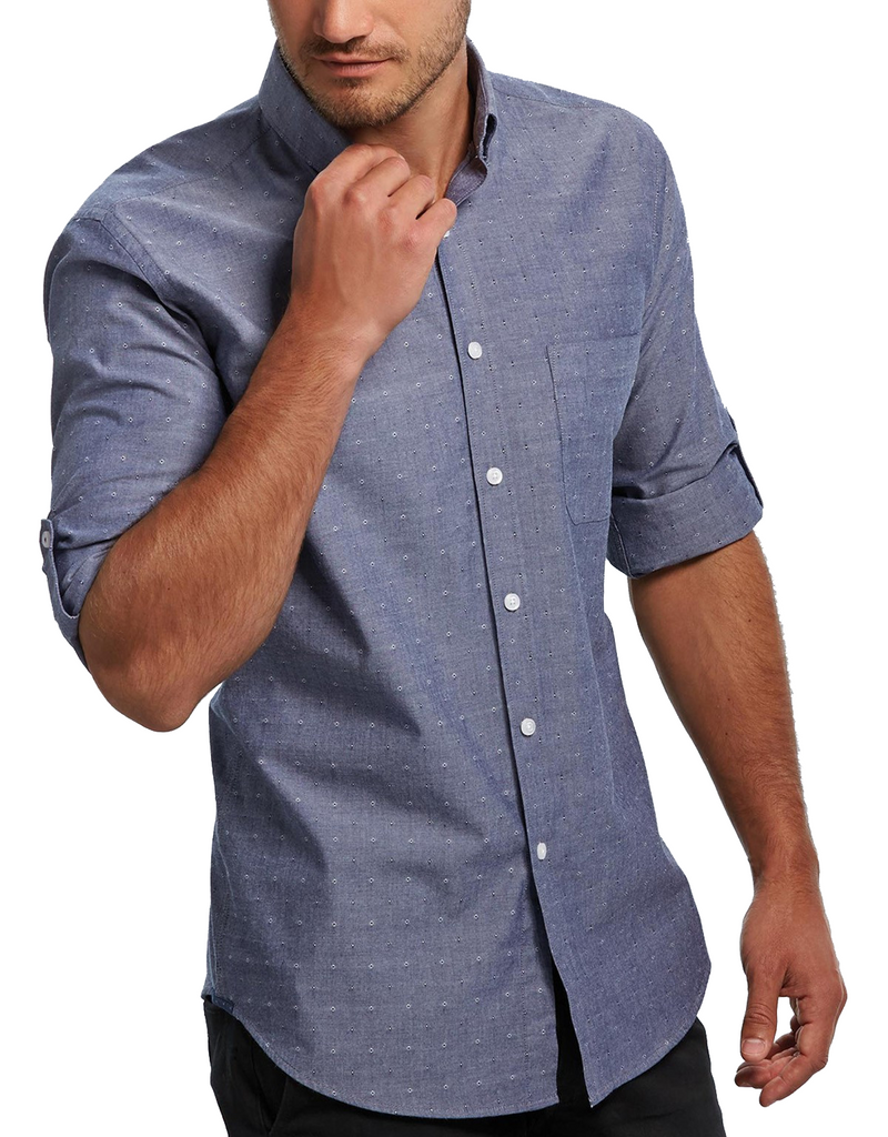 Gloweave-Gloweave Men's Spot Dobby Denim L/S Shirt--Corporate Apparel Online - 1