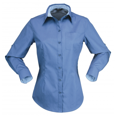 Stencil-Stencil  Hospitality Nano 2134L Ladies L/S Shirt-Slate Blue / Pale Blue / 8-Uniform Wholesalers - 1