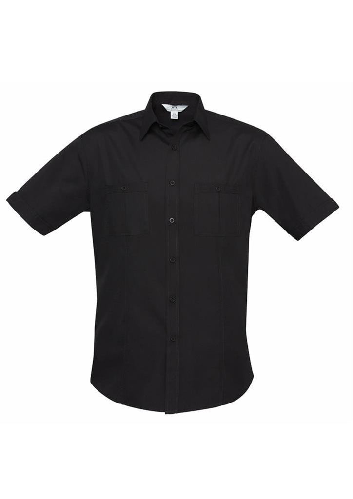 Biz Collection-Biz Collection Mens Bondi Short Sleeve Shirt-Black / XS-Corporate Apparel Online - 2