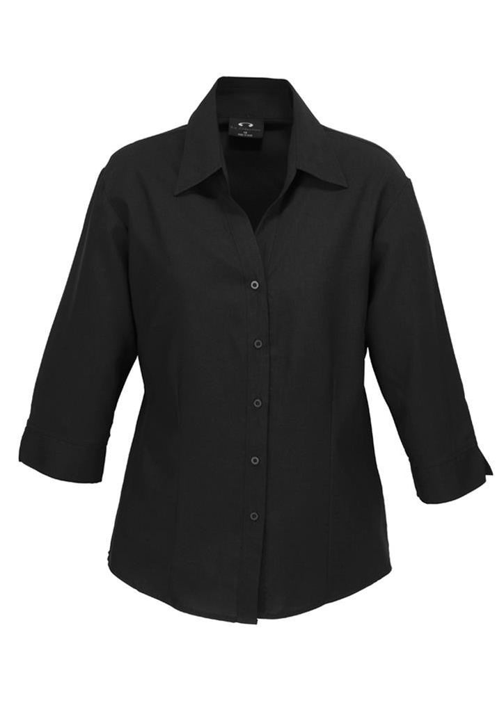 Biz Collection-Biz Collection Ladies Plain Oasis Shirt-3/4 Sleeve-Black / 6-Corporate Apparel Online - 2