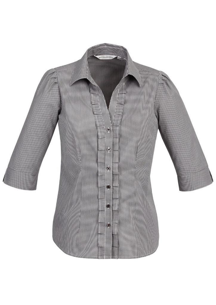 Biz Collection-Biz Collection Edge Ladies 3/4 sleeve shirt-Black / 6-Corporate Apparel Online - 2