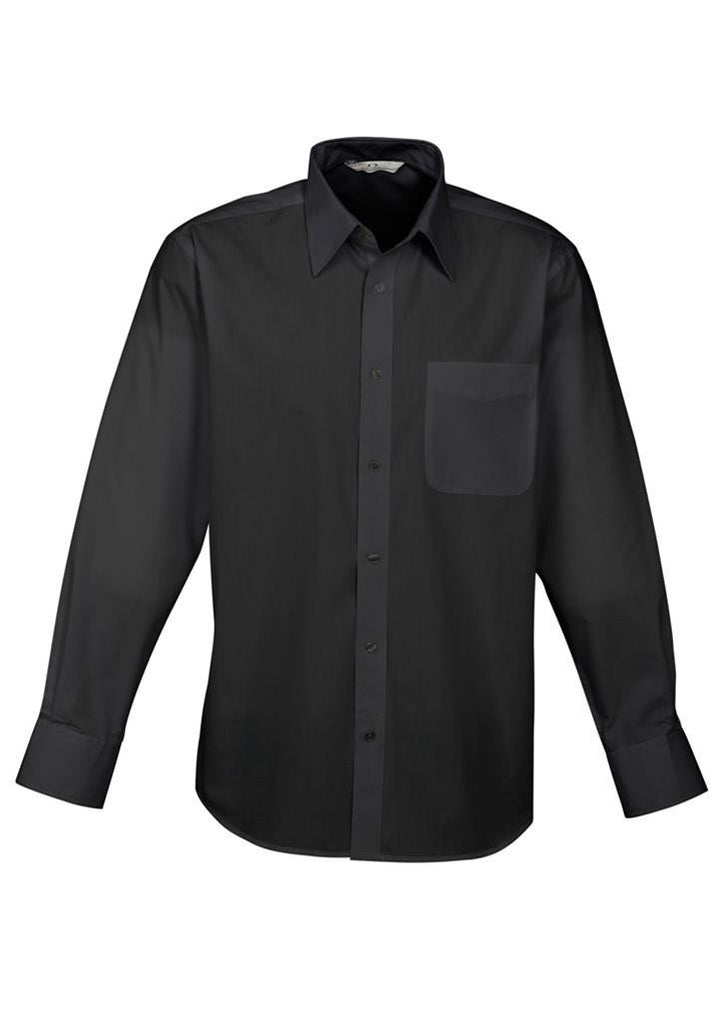 Biz Collection-Biz Collection Mens Base Long Sleeve Shirt-Black / XS-Corporate Apparel Online - 2