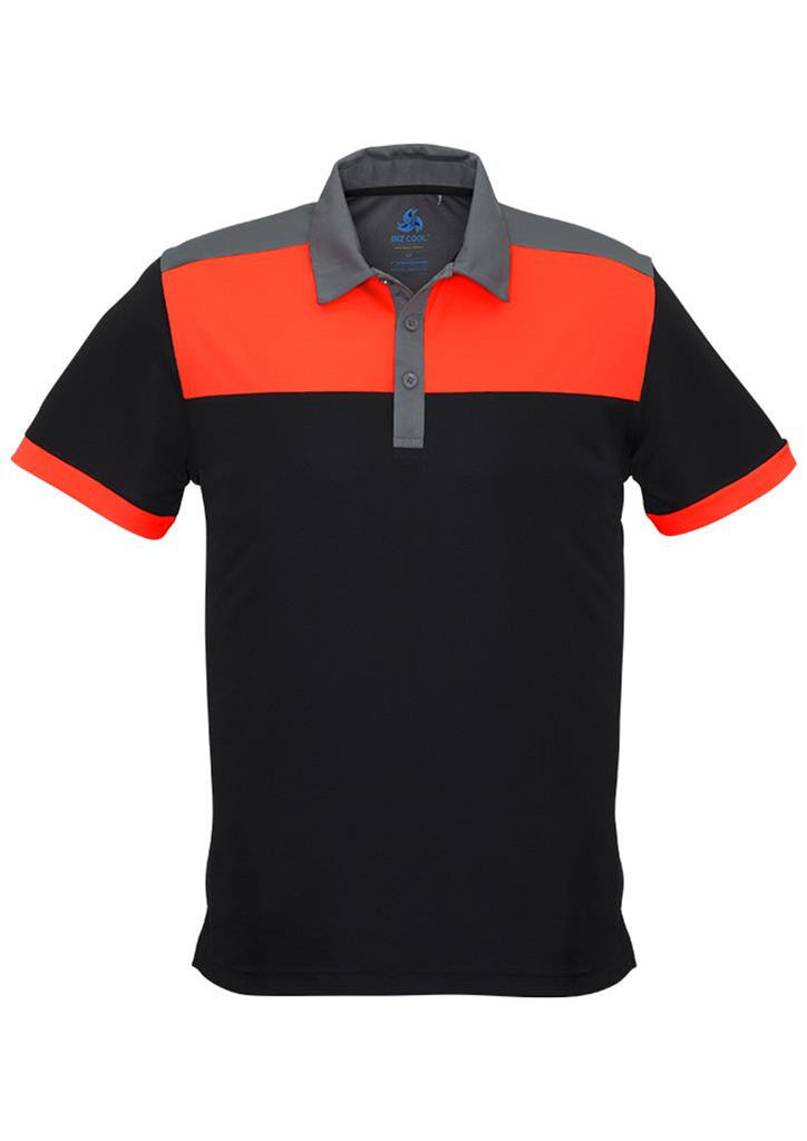 Biz Collection-Biz Collection Mens Charger Polo-Black/Fluoro Orange/Grey / S-Corporate Apparel Online - 2