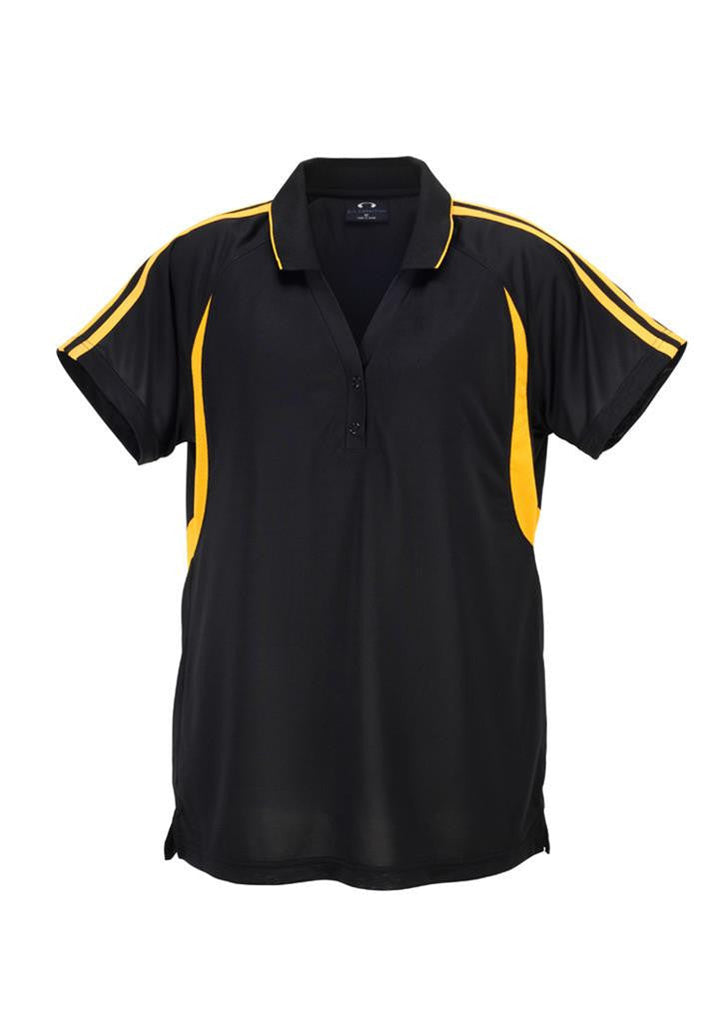 Biz Collection-Biz Collection Ladies Flash Polo 1st ( 11 Colour )-Black / Gold / 8-Uniform Wholesalers - 3
