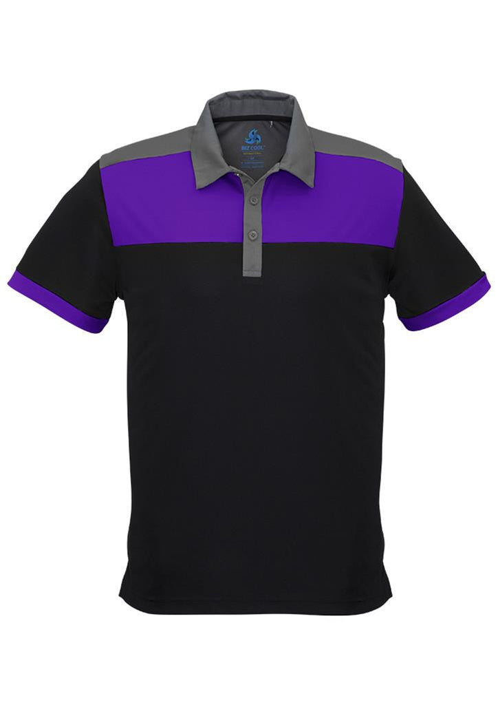 Biz Collection-Biz Collection Mens Charger Polo-Black/Purple/Grey / S-Corporate Apparel Online - 4