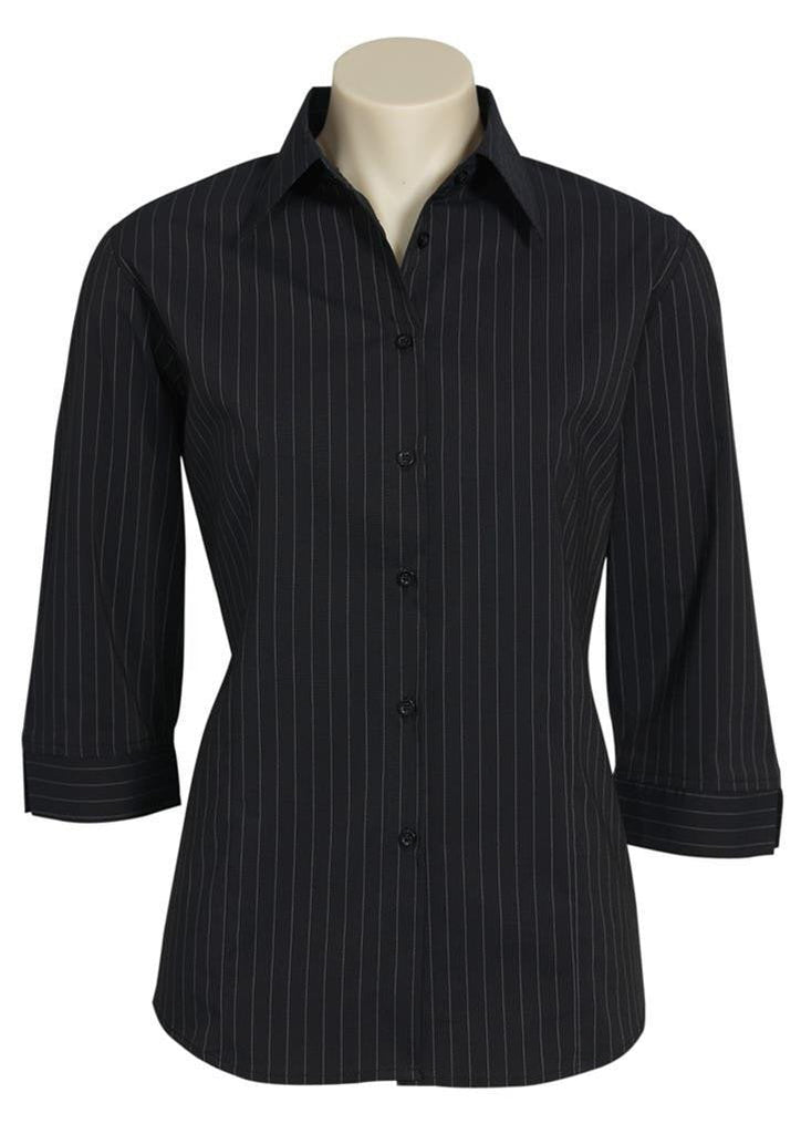 Biz Collection-Biz Collection Ladies Manhattan 3/4 Sleeve Shirt-Black / White / 6-Corporate Apparel Online - 2
