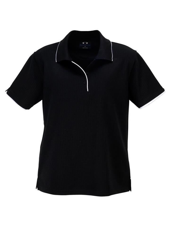 Biz Collection-Biz Collection Ladies Elite Polo-Black / White / 8-Uniform Wholesalers - 3
