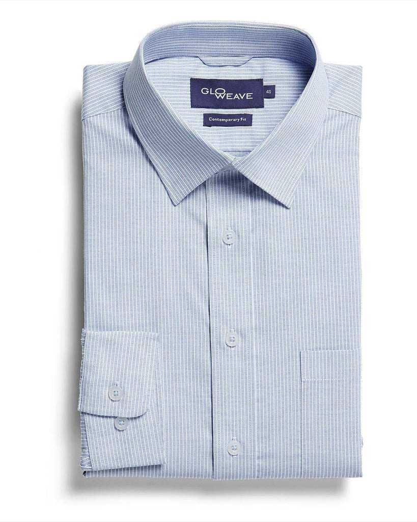 Gloweave-Gloweave Men's Square Dobby L/S Shirt-Blue / 37-Corporate Apparel Online - 2