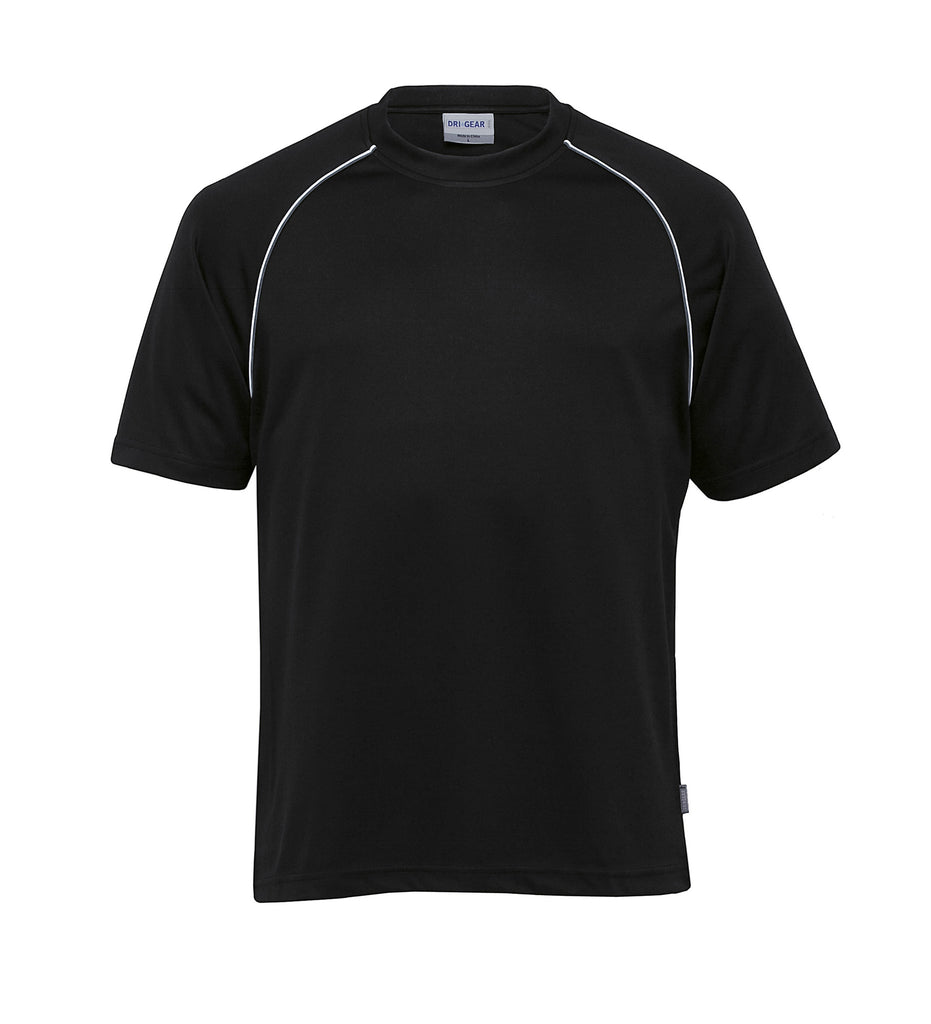 Gear For Life-Gear For Life Gents Dri Gear Twin Piped Tee-Black/White/Charcoal / XS-Corporate Apparel Online - 2