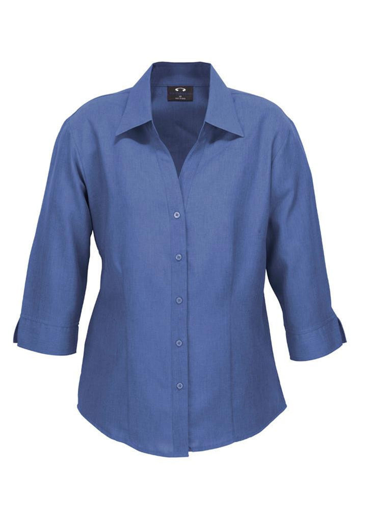 Biz Collection-Biz Collection Ladies Plain Oasis Shirt-3/4 Sleeve-Mid Blue / 6-Corporate Apparel Online - 7