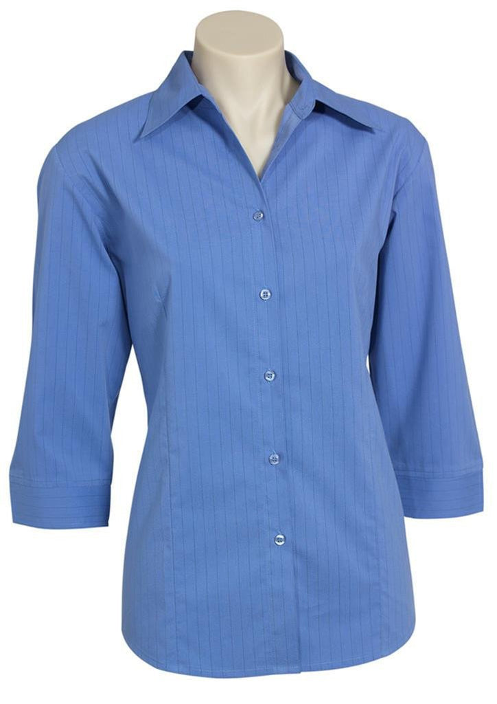 Biz Collection-Biz Collection Ladies Manhattan 3/4 Sleeve Shirt-Mid Blue / Navy / 6-Corporate Apparel Online - 6