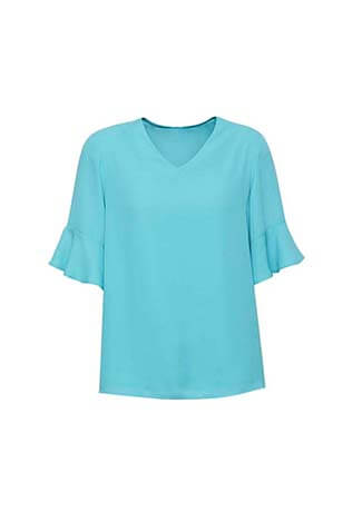 Biz Corporate Womens Aria Fluted Sleeve Blouse (RB966LS)