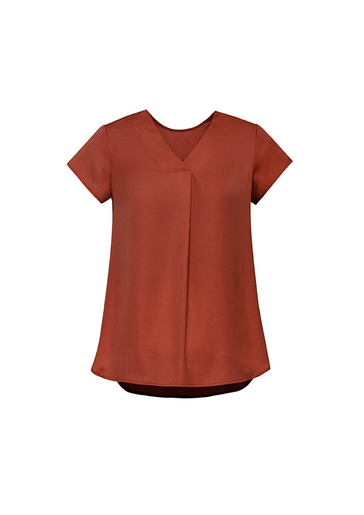 Biz Corporate Womens Kayla V-neck Pleat Blouse (RB967LS)