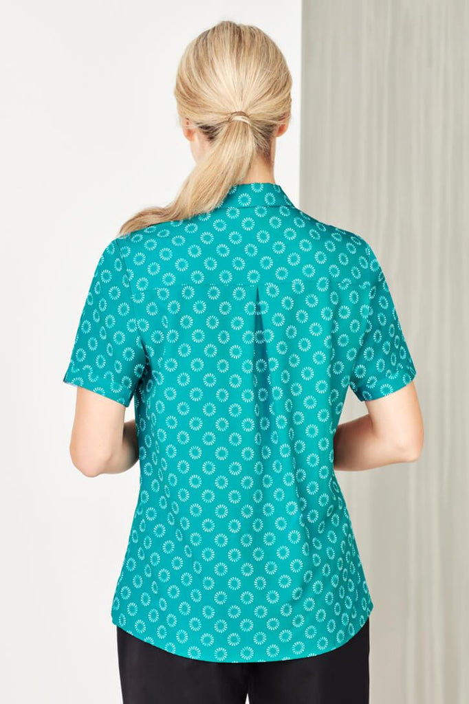 Biz Care Womens Florence Daisy Print Short Sleeve Shirt(CS948LS)