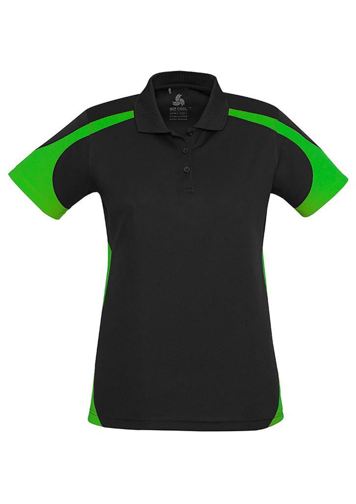 Biz Collection-Biz Collection Ladies Talon Polo-Black/Green / 8-Uniform Wholesalers - 6
