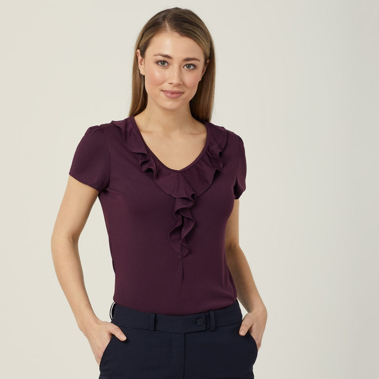 NNT Uniforms Cap Sleeve Ruffle Neck T-Top(CAT48H)