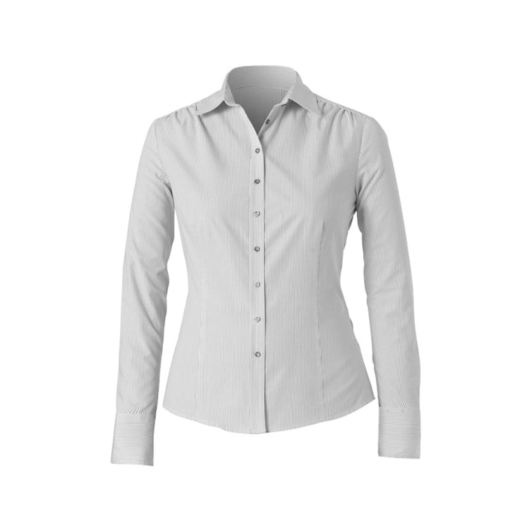NNT Uniforms Cotton Blend Fine Stripe  L/S Gathered Shirt(CAT4KR)