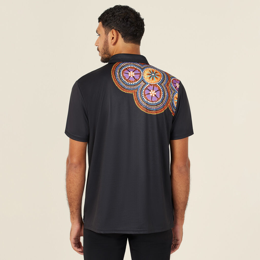 NNT Uniforms Bush Tucker Indigenous Art Print Polo M (CATJJS)