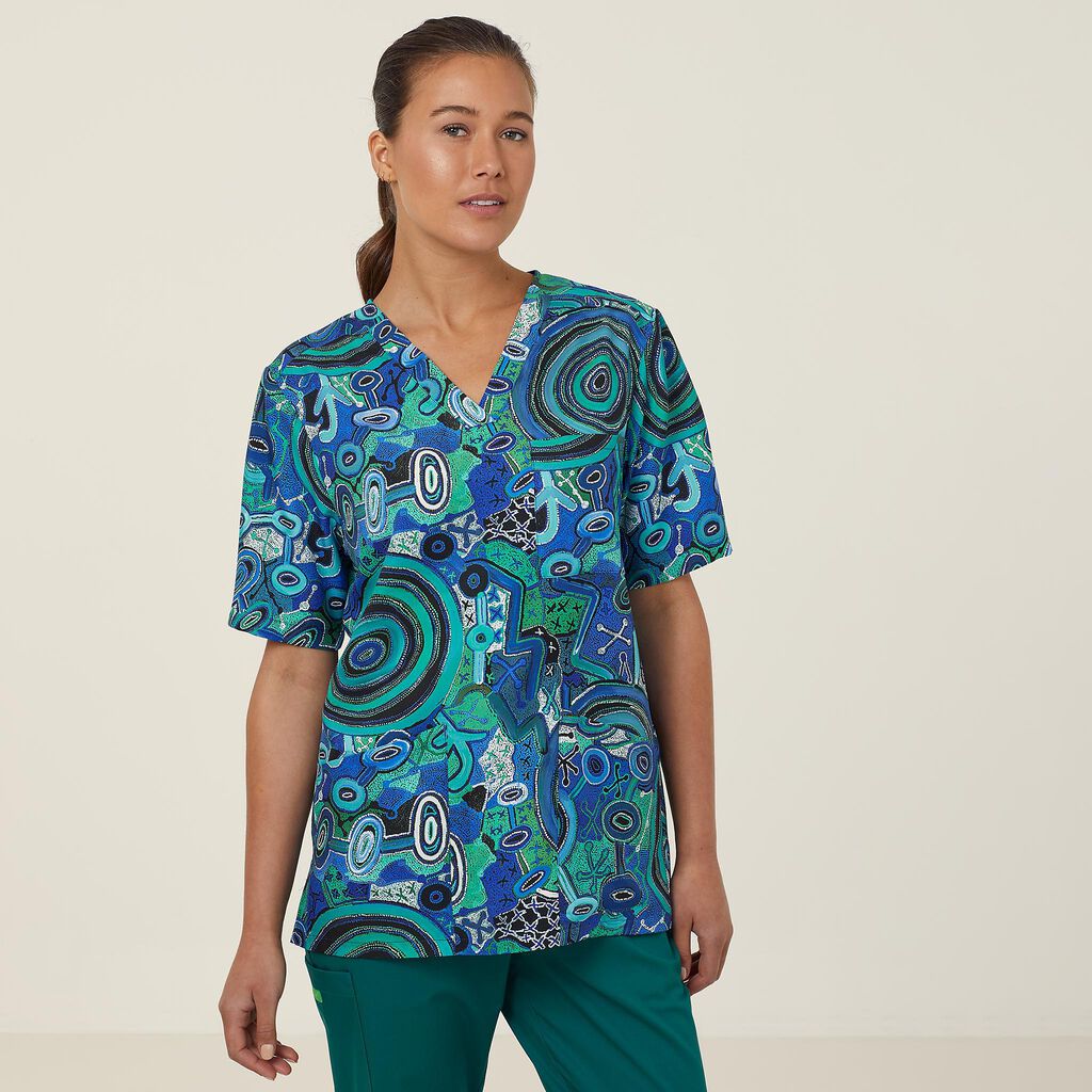 NNT-Uniforms-Polyester-Print-Warlu-Indigenous-Scrub-Top