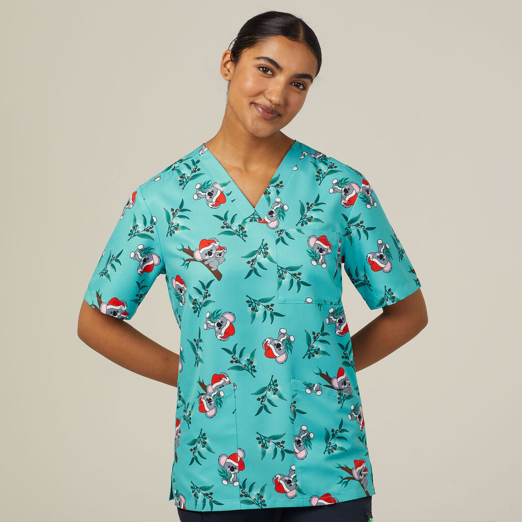 NNT Festive Santa Koala Print Scrub Top (CATRGA)