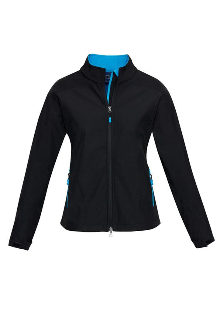 Biz Collection-Biz Collection Geneva Ladies Softshell-Black/Cyan / S-Corporate Apparel Online - 2