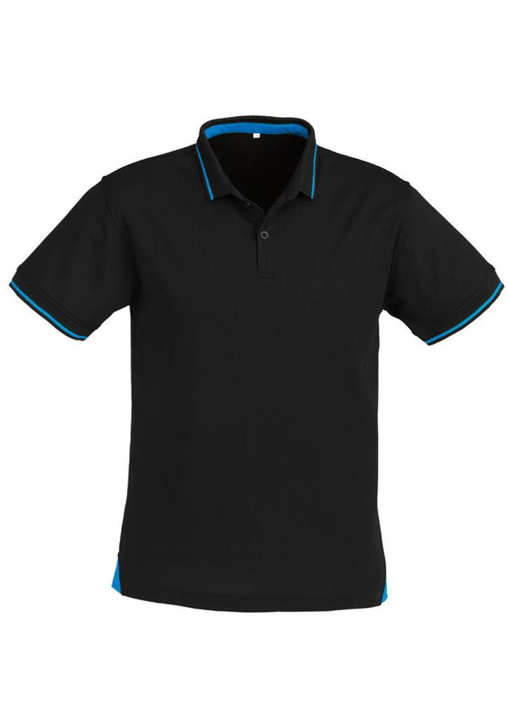 Biz Collection-Biz Collection Mens Jet Polo-Black / Cyan Blue / Small-Corporate Apparel Online - 2