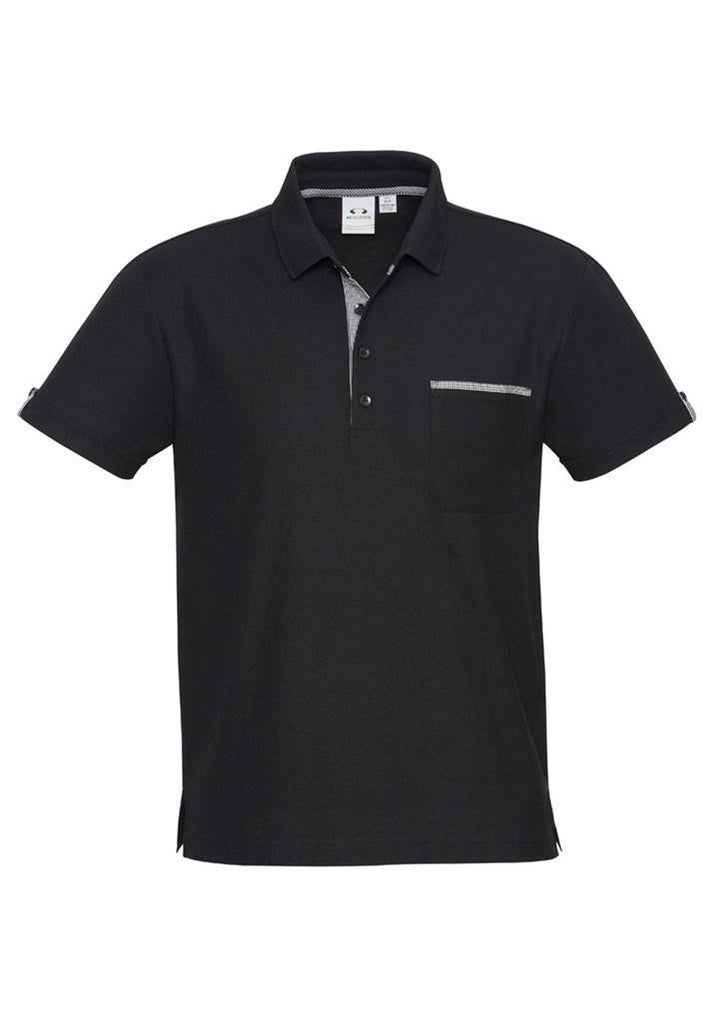 Biz Collection-Biz Collection Edge Mens Polo-Black/Edge Check / S-Corporate Apparel Online - 1