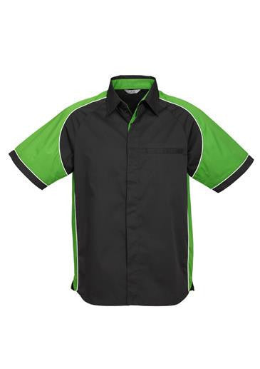 Biz Collection-Biz Collection Mens Nitro Shirt-Black / Green / White / S-Corporate Apparel Online - 2