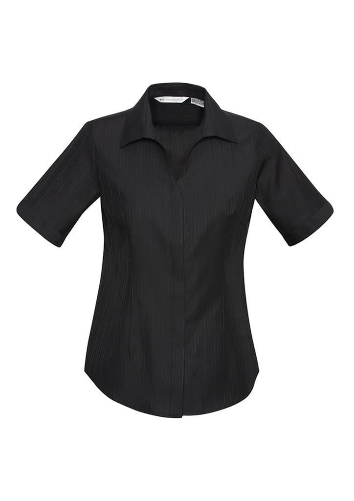 Biz Collection-Biz Collection Preston Ladies Short Sleeve Shirt-Black / 6-Uniform Wholesalers - 2
