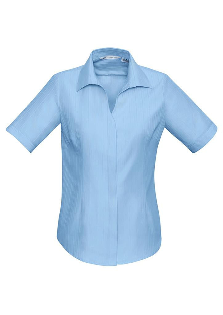 Biz Collection-Biz Collection Preston Ladies Short Sleeve Shirt-Blue / 6-Uniform Wholesalers - 3