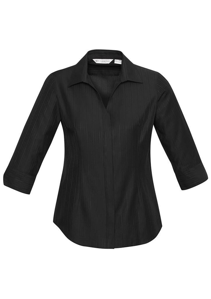 Biz Collection-Biz Collection Preston Ladies 3/4 Sleeve Shirt-Black / 6-Corporate Apparel Online - 2
