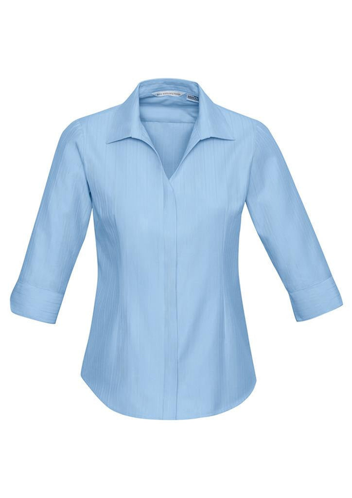 Biz Collection-Biz Collection Preston Ladies 3/4 Sleeve Shirt-Blue / 6-Corporate Apparel Online - 3