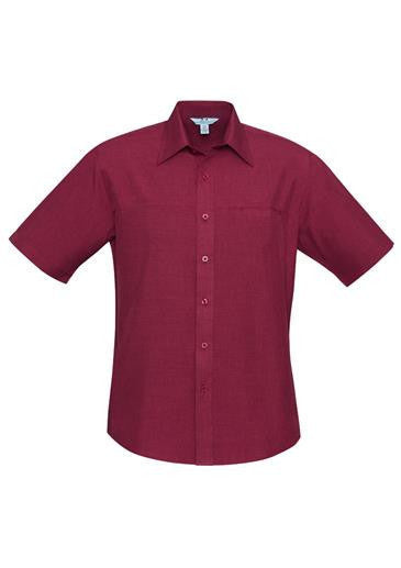 Biz Collection-Biz Collection Mens Plain Oasis Short Sleeve Shirt-Cherry / S-Corporate Apparel Online - 4
