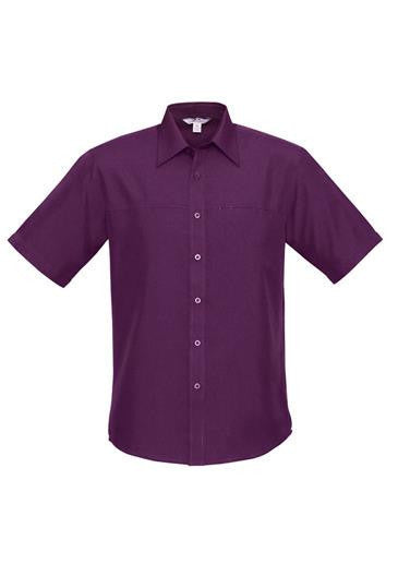 Biz Collection-Biz Collection Mens Plain Oasis Short Sleeve Shirt-Grape / S-Corporate Apparel Online - 7