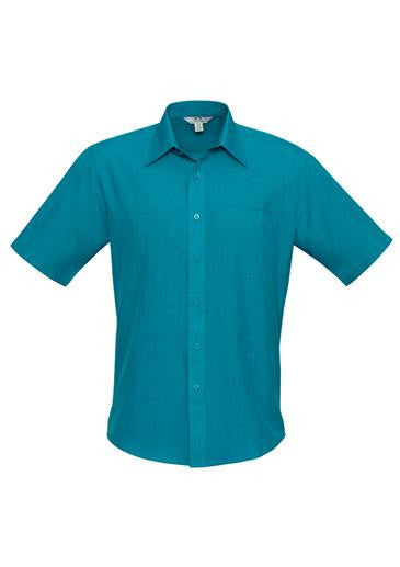 Biz Collection-Biz Collection Mens Plain Oasis Short Sleeve Shirt-Teal / S-Corporate Apparel Online - 10